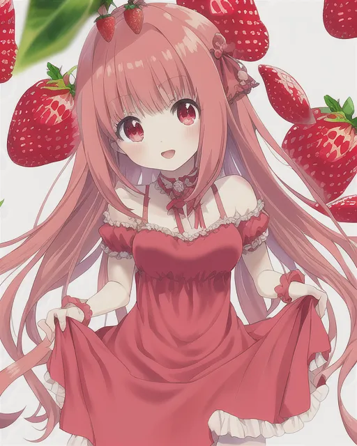 Cute Anime Girl Character, Around 12 Years Old, Strawberry Theme | AI Art  Generator | Easy-Peasy.AI