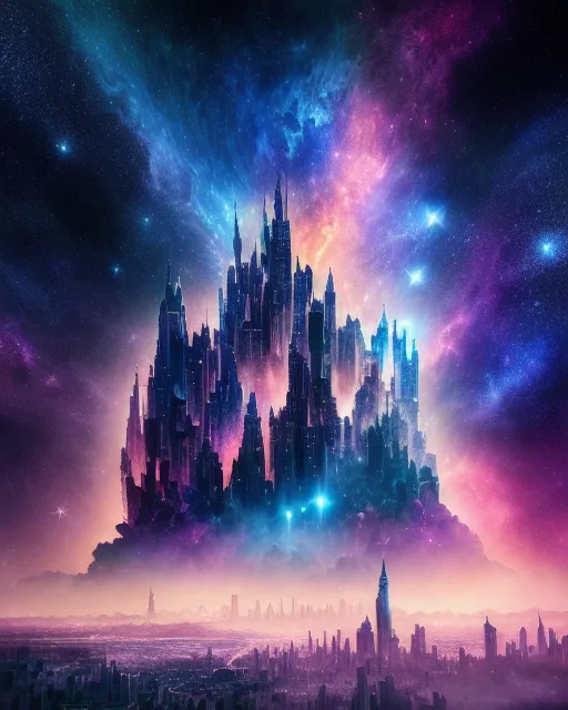 City a Nebula - Free AI Photo Generator - starryai