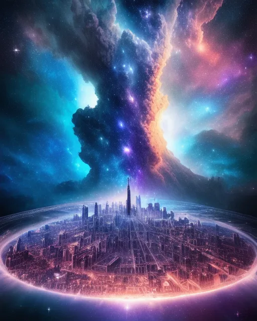 City a Nebula - Free AI Photo Generator - starryai