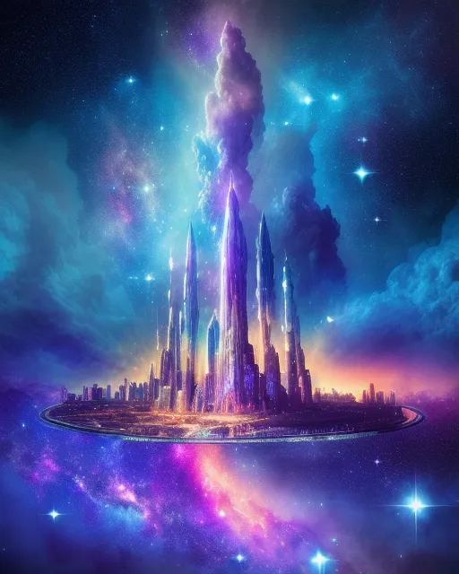 City a Nebula - Free AI Photo Generator - starryai