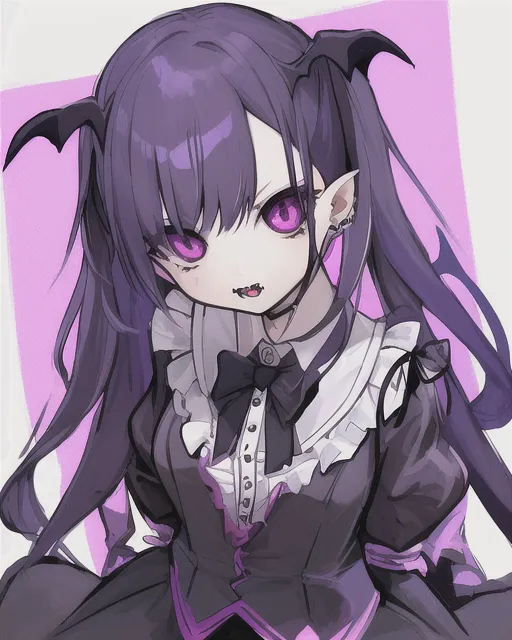 vampire anime girl with purple hair