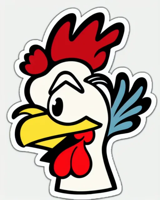 rooster, cartoon style, sticker art