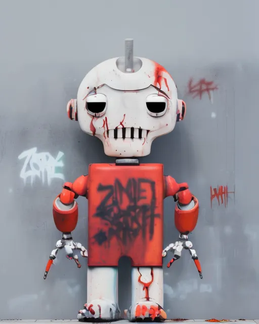 Zombie graffiti spray cans city robot dark urban, in city