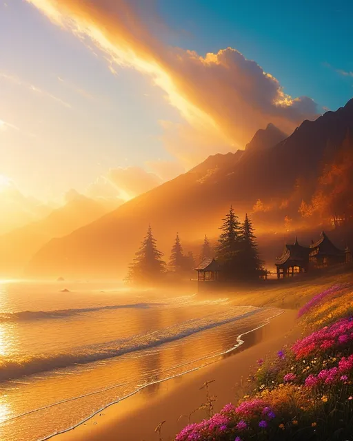 Beach at Dawn - Free AI Photo Generator - starryai