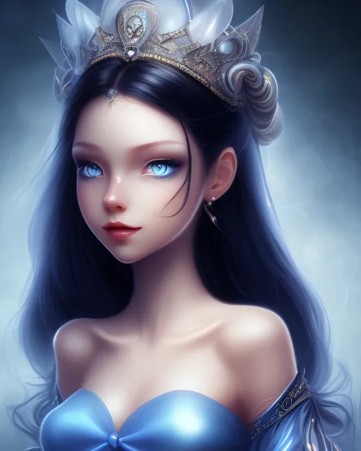 Cinderella Wearing Blue Lingerie,Pale - AI Photo Generator - starryai