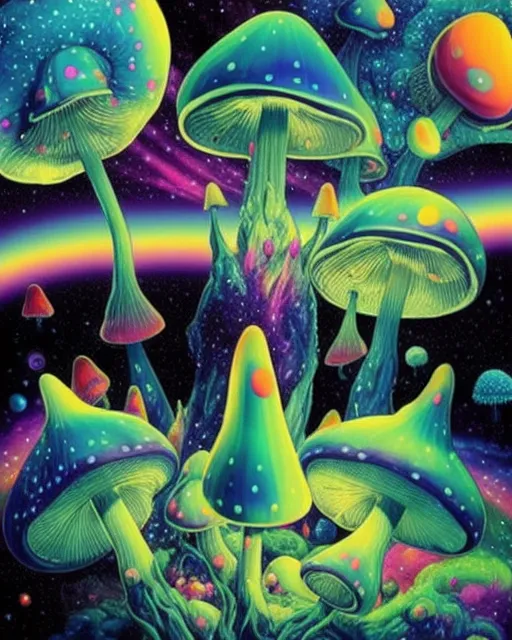 Trippy mushrooms space - Free AI Photo Generator - starryai
