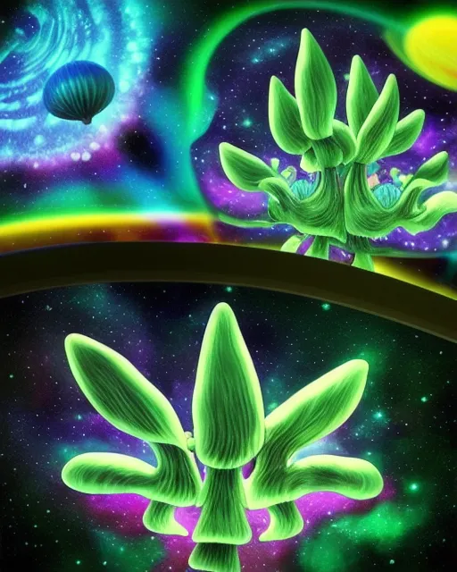 Trippy mushrooms space - Free AI Photo Generator - starryai