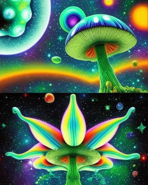Trippy mushrooms space - Free AI Photo Generator - starryai