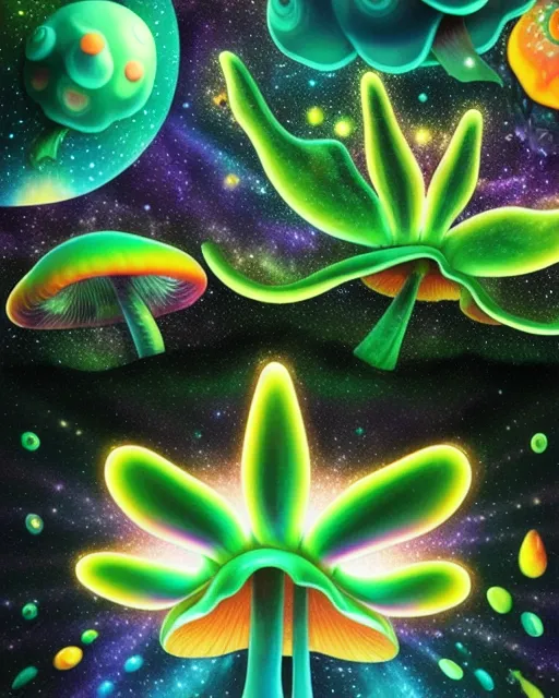 Trippy mushrooms space - Free AI Photo Generator - starryai