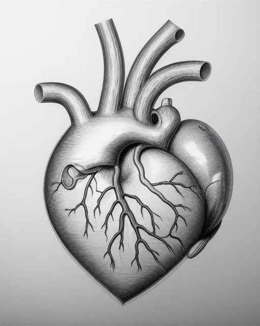 Anatomic sketch of a human heart