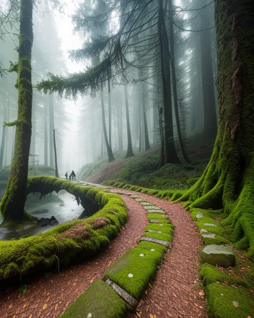 forest a path beautiful realistic - Free AI Photo Generator - starryai