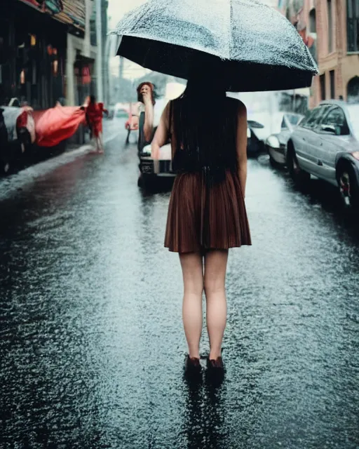 girl a summer rain ,retro style,90s - AI Photo Generator - starryai