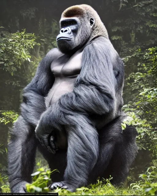 Silverback gorilla king on his throne