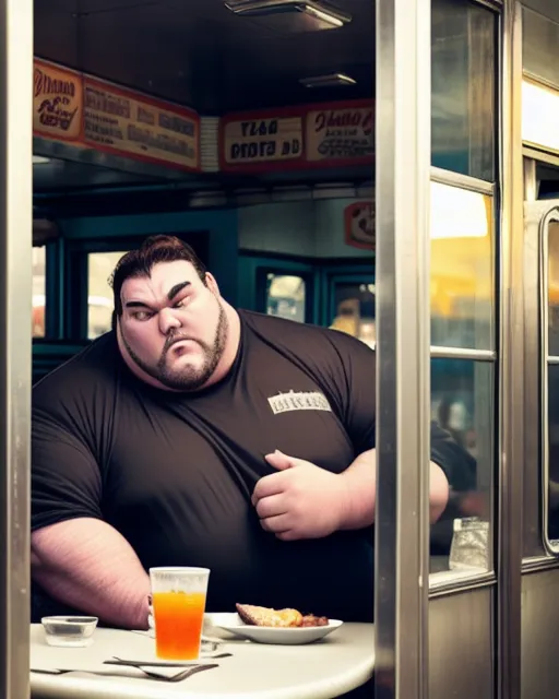 1000 pound man stuck in a diner booth 