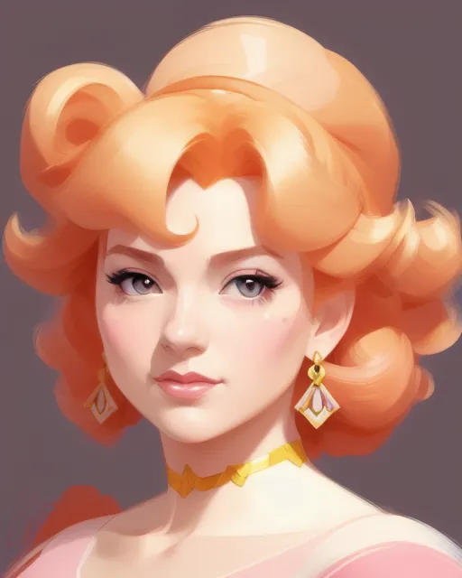 Mdjrny-V4 Style Portrait Of Princess Peach, Intricate, Highly Detailed, Digital Painting, Artstation, Concept Art, Smooth, Sharp Focus, Illustration, Art By Artgerm And Greg Rutkowski And Alphonse Mucha