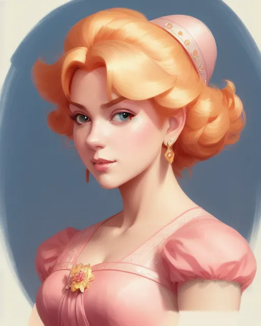 Mdjrny-V4 Style Portrait Of Princess Peach, Intricate, Highly Detailed, Digital Painting, Artstation, Concept Art, Smooth, Sharp Focus, Illustration, Art By Artgerm And Greg Rutkowski And Alphonse Mucha