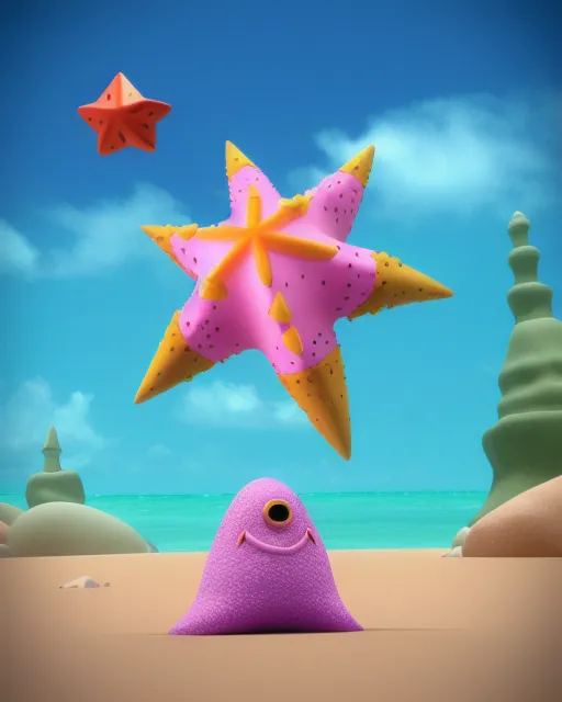 Curse Patrick star 3D - AI Photo Generator - starryai