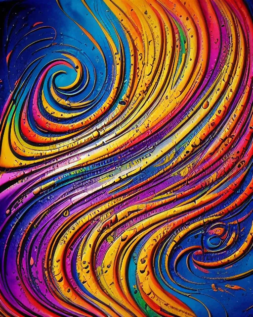 Swirling Abstract impasto psychedelic heavy texture brilliantly detailed 