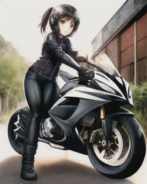 Premium Vector  Anime girl sitting on a sports bike