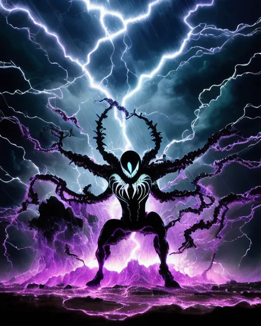 Venom Symbiote Unleashing Force Lightning Across - starryai