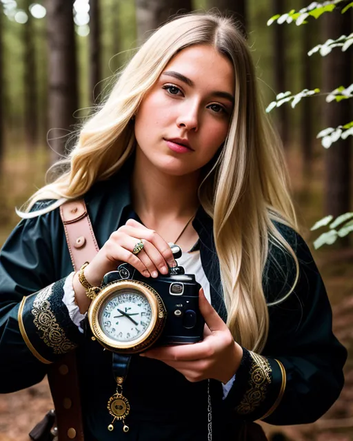 Funky fashion portrait of female model wearing silver outfit and