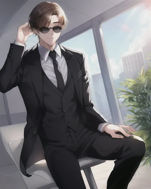 fond-ibex817: Black haired teenager anime boy wearing a suit