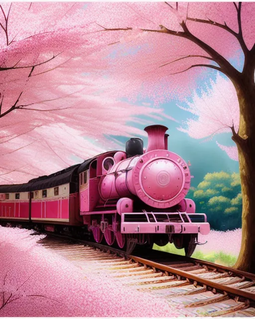 old train traveling through a art - Free AI Photo Generator - starryai