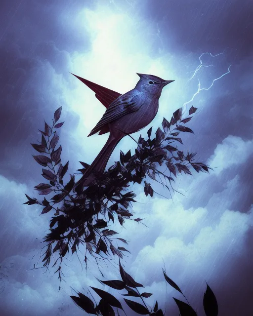 Nightingale, storm, nature