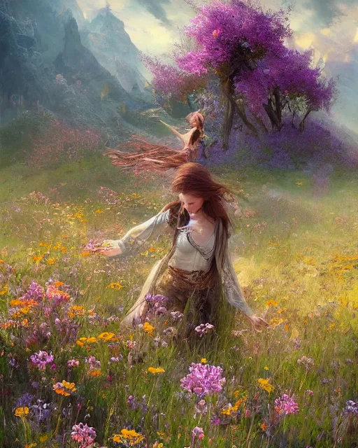 Wildflower offers Meadow ORIGINAL Painting Fantasy Flower Field