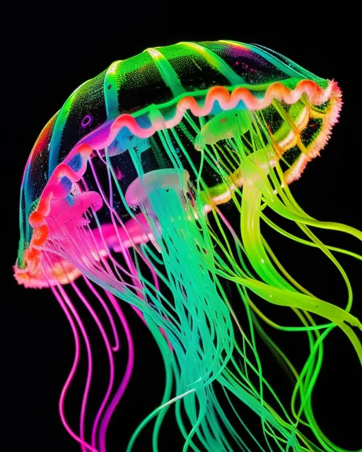 Bioluminescent Jellyfish, Paint - Free AI Photo Generator - starryai