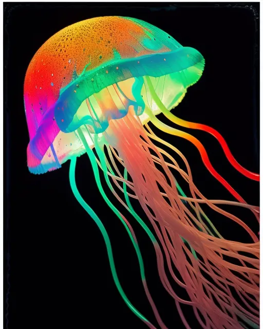 Bioluminescent Jellyfish, Paint - Free AI Photo Generator - starryai