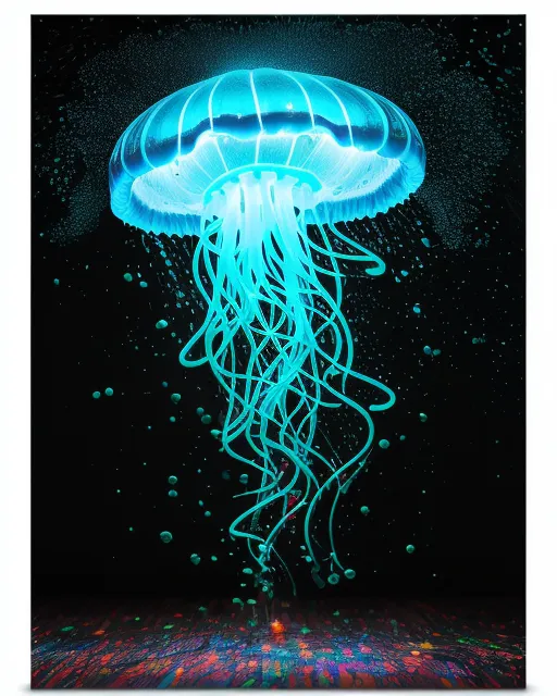 Bioluminescent Jellyfish, Paint - Free AI Photo Generator - starryai