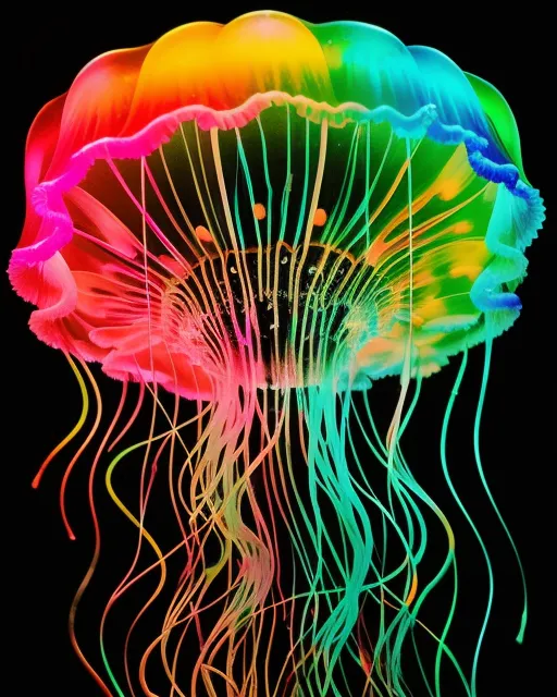 Bioluminescent Jellyfish, Paint - Free AI Photo Generator - starryai
