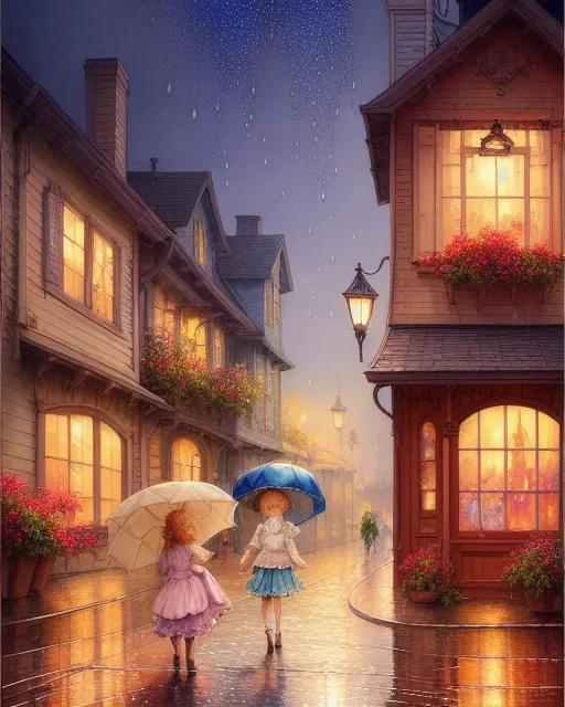 Rainy street - Free AI Photo Generator - starryai