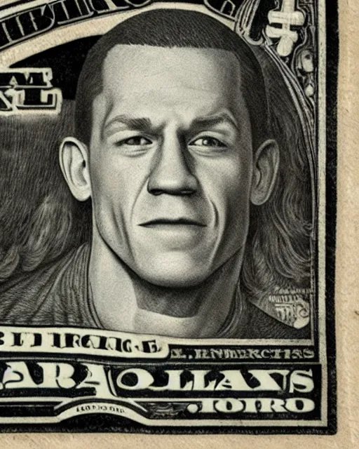 John cena on a dollar bill