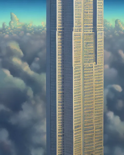 a towering skyscrapers that reaches the cloud, digital painting,  digital illustration,  extreme detail,  digital art,  4k,  ultra hd, beautiful landscape,  realistic and natural,  detailed full-color,  nature,  hd photography,  galen rowell,  david muench,  perfect composition,  gloss,  hyperrealism