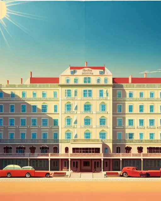 Beautiful Grand hotel in Wes Anderson Style