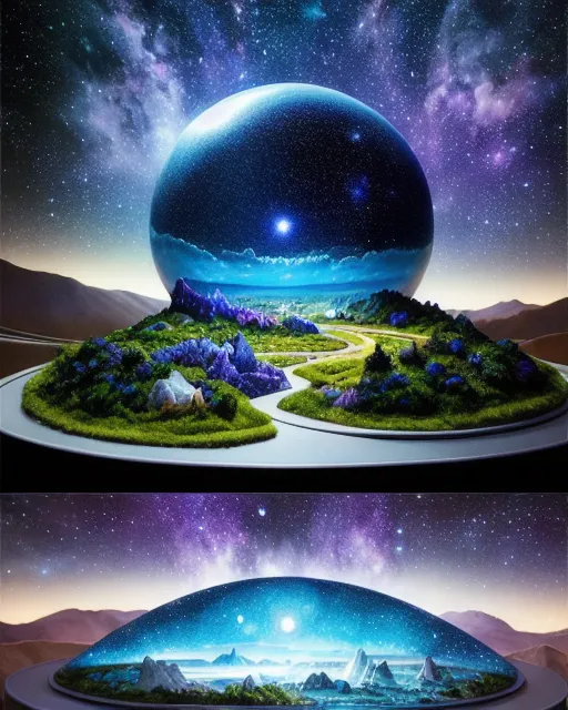 worlds galaxies inside a diorama, - Free AI Photo Generator - starryai