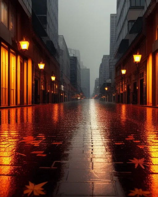 Street centre a big city, rainy - Free AI Photo Generator - starryai