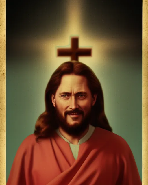 Jesus portrayed in a Stalin propaganda poster with the word believe written 