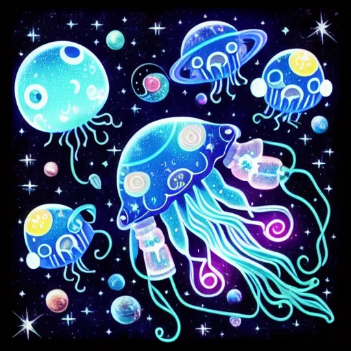 Space jellyfish, cute, adorable - Free AI Photo Generator - starryai