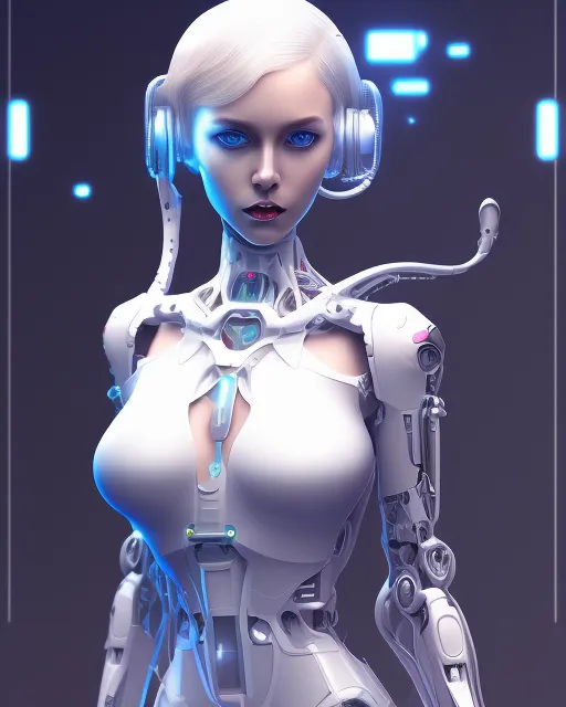 **mecha,bodysuit**,A beautiful girl is a hybrid of a man and a cat, a hacker, in stealth mode, steals digital data, white hair, blue eyes, cyberpunk and hippie style clothes