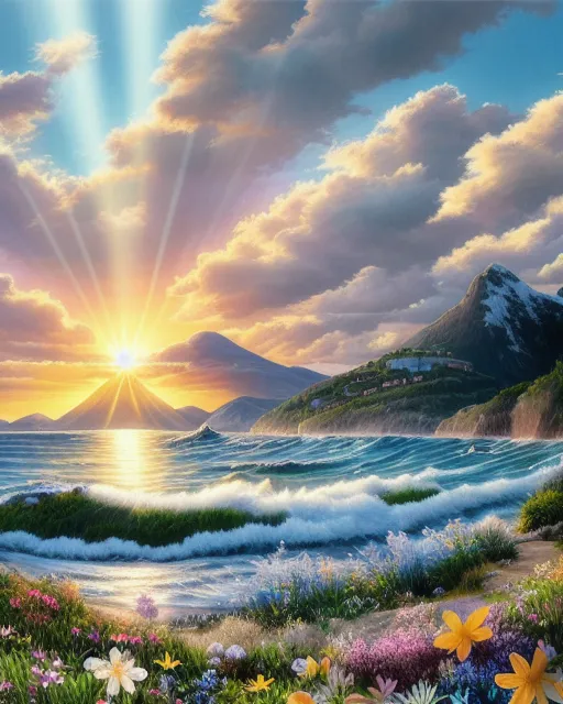 Cloudy sunset soft rays natural - Free AI Photo Generator - starryai