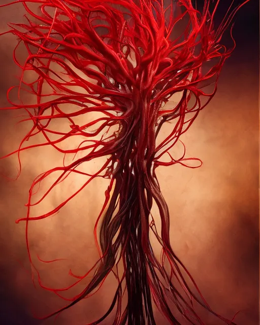 Red dendritic and red silk tentacles, extensions, links