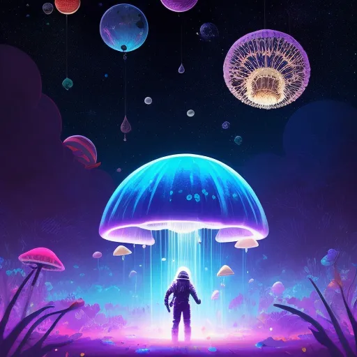 Space mushrooms, space jellyfish, - Free AI Photo Generator - starryai