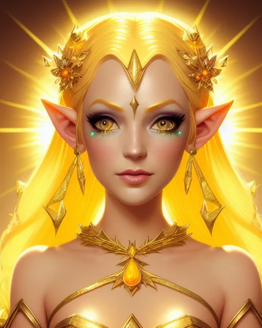 Portrait elven sunshine fairy on - Free AI Photo Generator - starryai