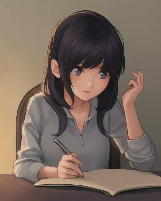 A girl studying 