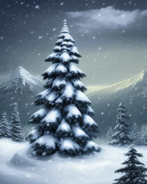 Snowy mountain, snowing, snowy on - Free AI Photo Generator - starryai