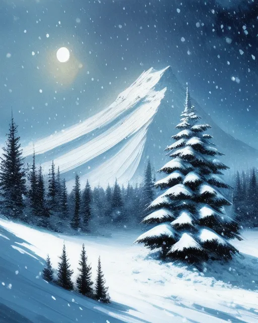 Snowy mountain, snowing, snowy on - Free AI Photo Generator - starryai