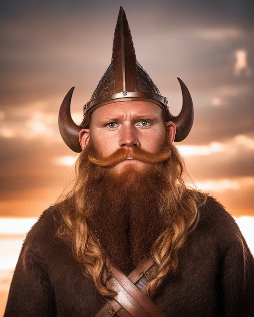 man with red beard and Viking on -